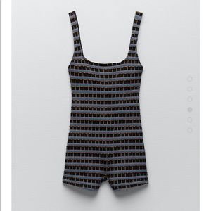 Zara jacquard jumpsuit size Medium NWT